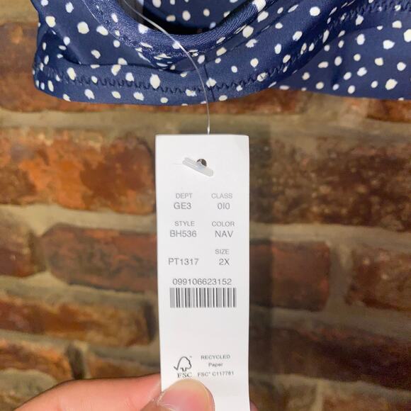 New J. Crew Polka Dot Strappy Twist Bikini Swim Bathing Suit Top Women's Size 2X - Picture 6 of 8